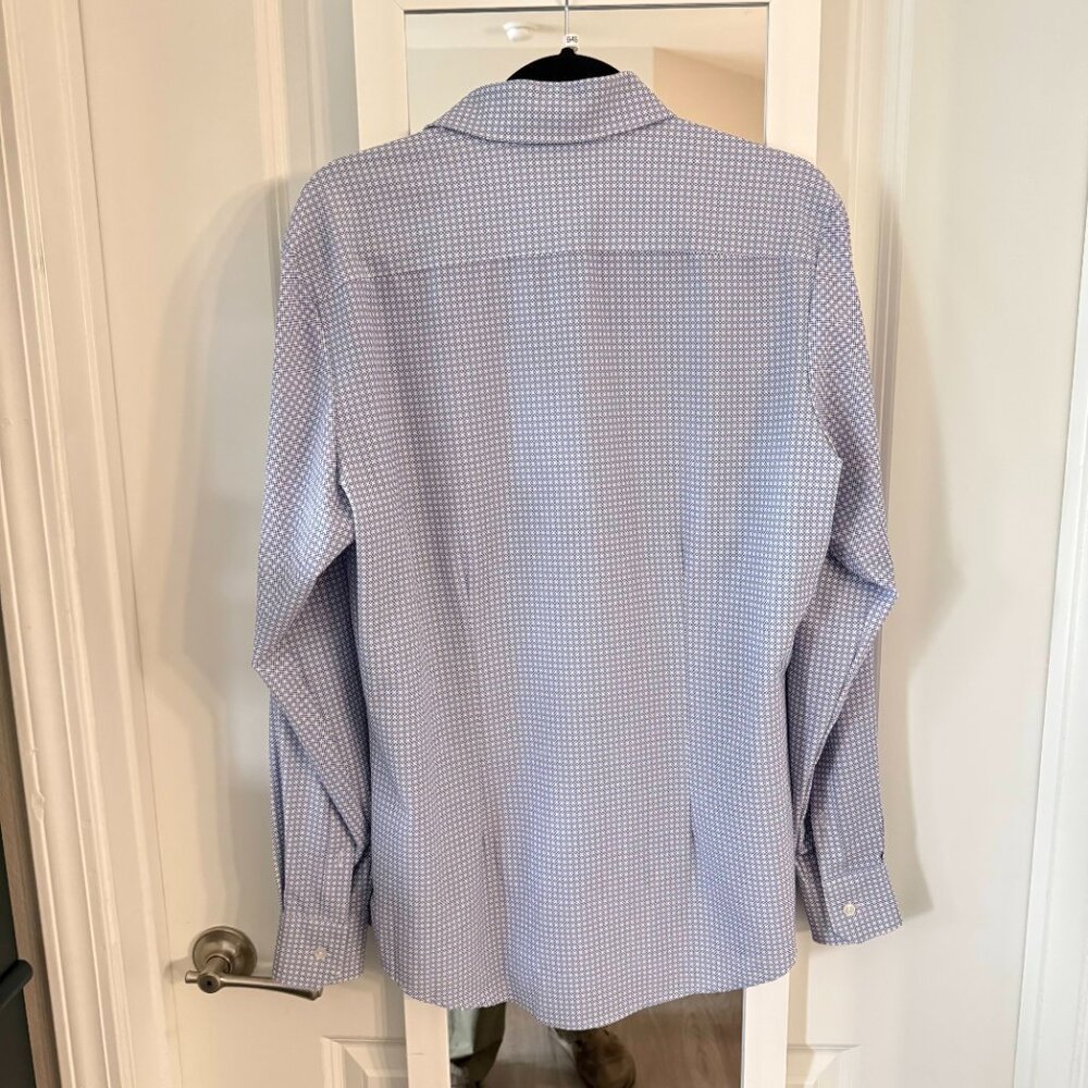 Mizzen+Main Performance Dress Shirt Blue Micro Print Size M Trim - Picture 6 of 6
